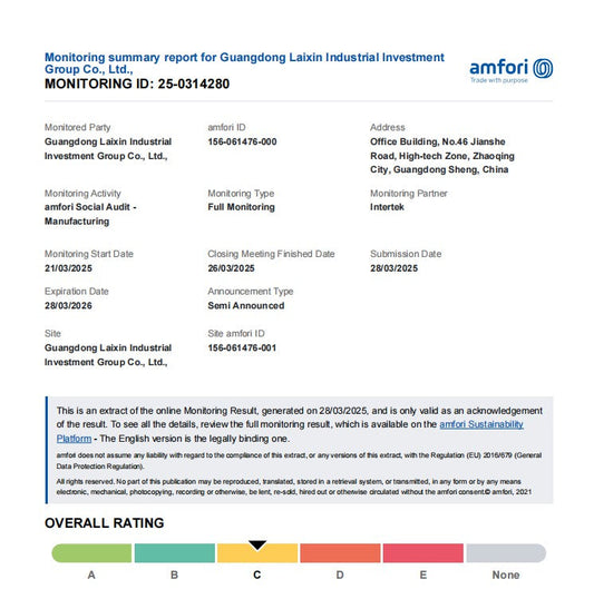 In 2025, Our Factory Successfully Obtained BSCI Certification, Continuing to Fulfill Our Social Responsibility