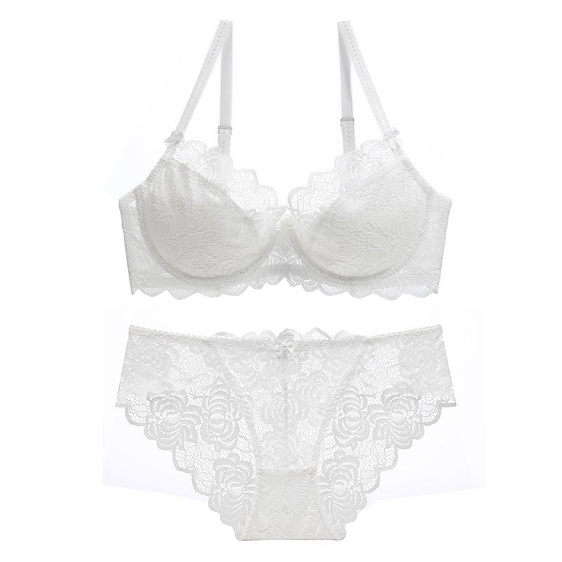 Sexy Plus Size Ultra Thin Sheer Breathable Lace Bra Set