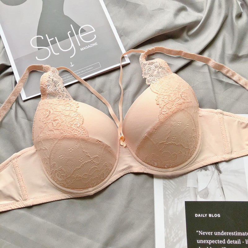 Sexy Thin Top Support Gathering Lace Bra