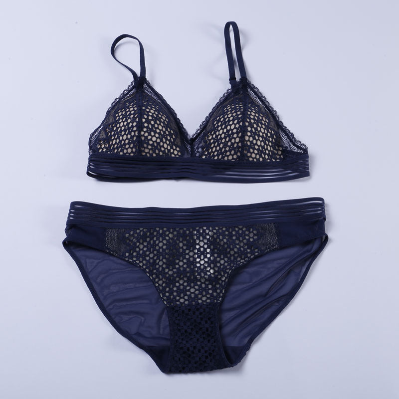 French Triangle Cup Lace Sexy Bra Set