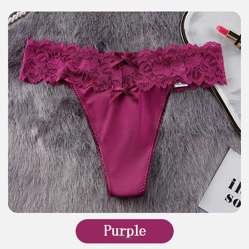 Sexy Lace Low Waist Hollow Out Rear Cross Thong Panties