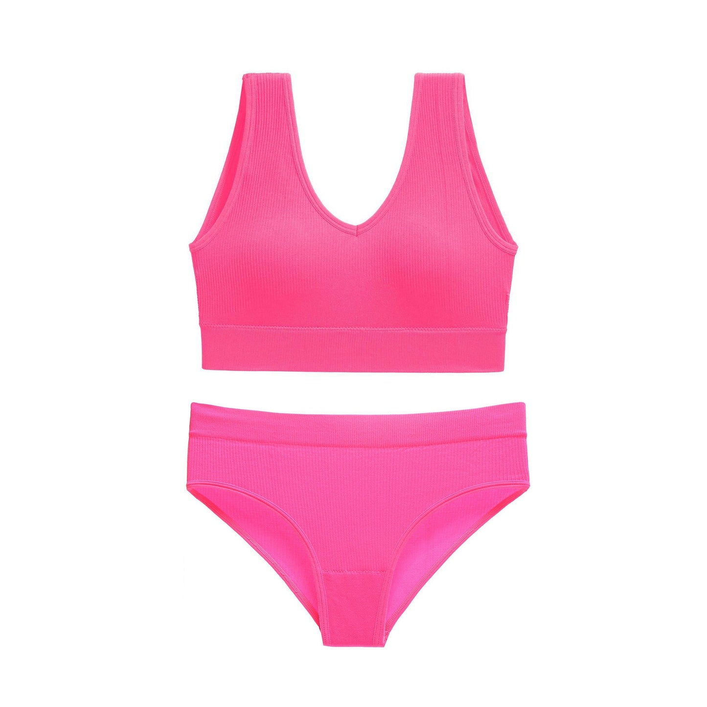 Non-Steel Ring Gathering Sexy Big Show Tank Top Bra Triangle Cup Set