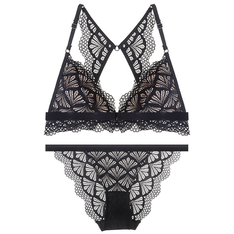 Sexy Lace Thin Section Front Button Bra Set