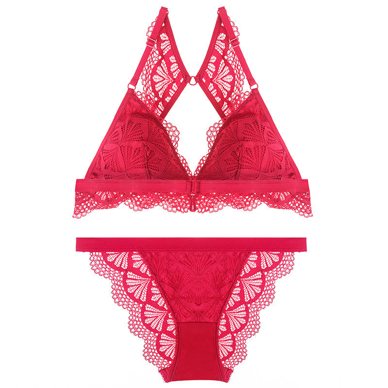 Sexy Lace Thin Section Front Button Bra Set