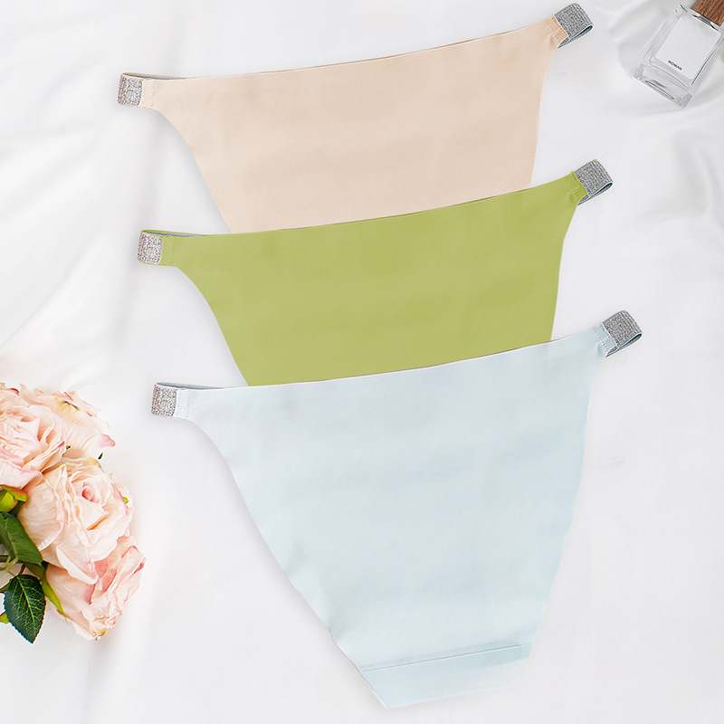 Traceless Ice Silk Low Waisted One Piece Thin Thong Panties