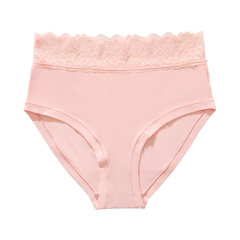 Sexy Lace Waist Side Splicing High Waisted Triangle Panties