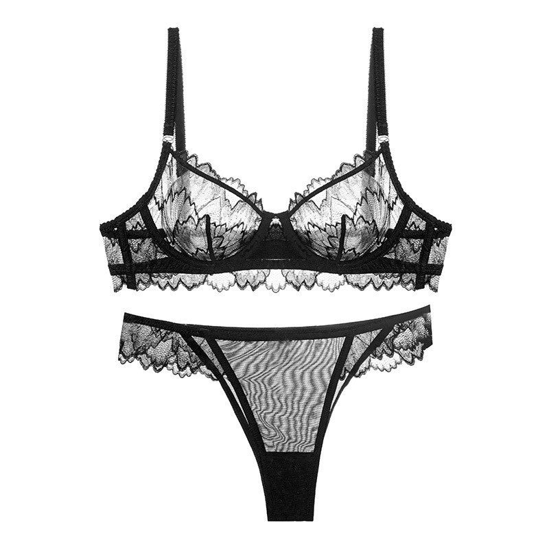 French Sexy Thin Lace Large Breasts & Anti-Sag Bra Set