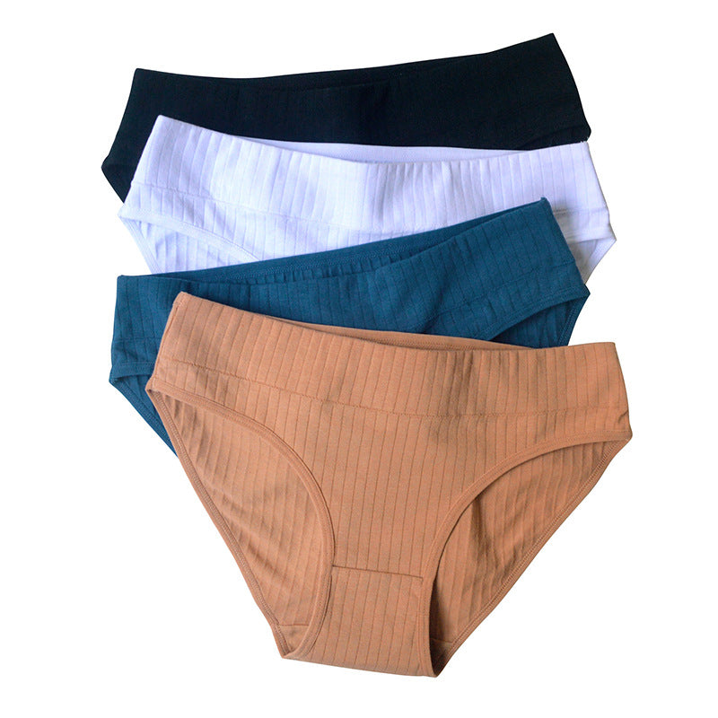 Cotton Breathable Comfortable Mid-waist Solid Color Panties