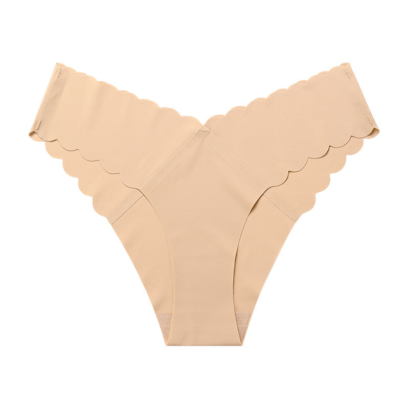 Wave Lace V-Shape Waistband No Trace Ice Silk Panties