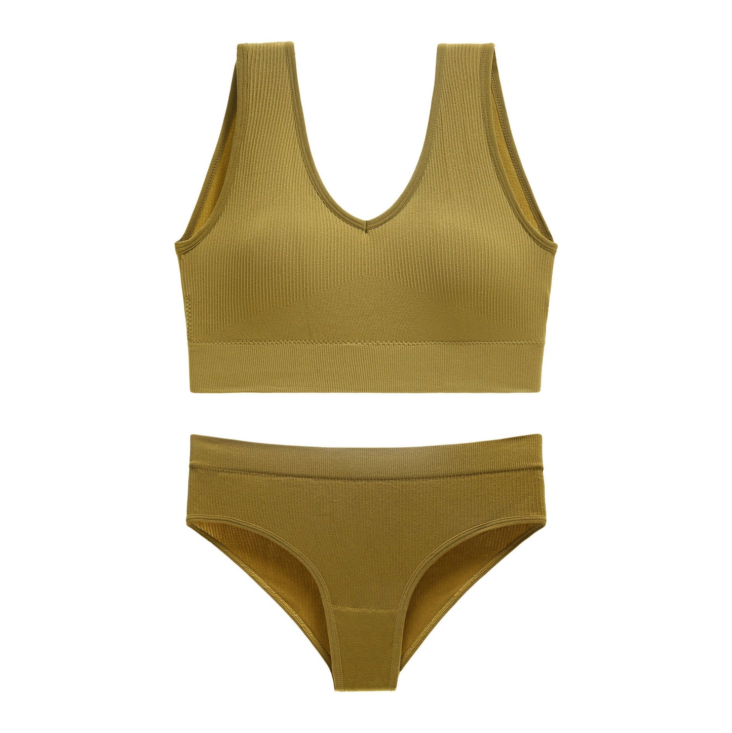 Non-Steel Ring Gathering Sexy Big Show Tank Top Bra Triangle Cup Set