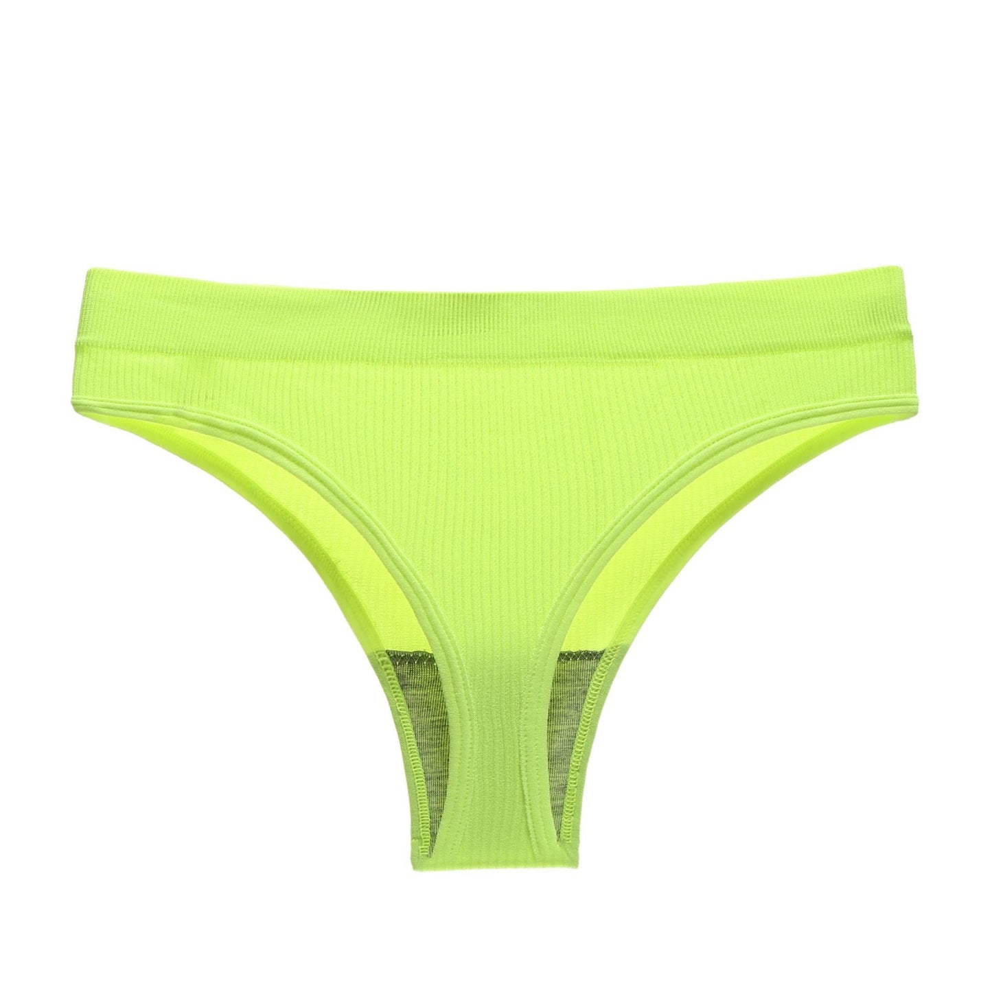 Plus Size Solid Color Mid Waist Fitness Sports Sexy Thong Threaded T Panties