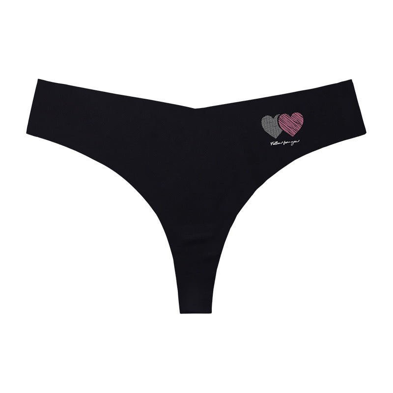 Chic Heartline Print Low-Rise T-Back Thong Panties