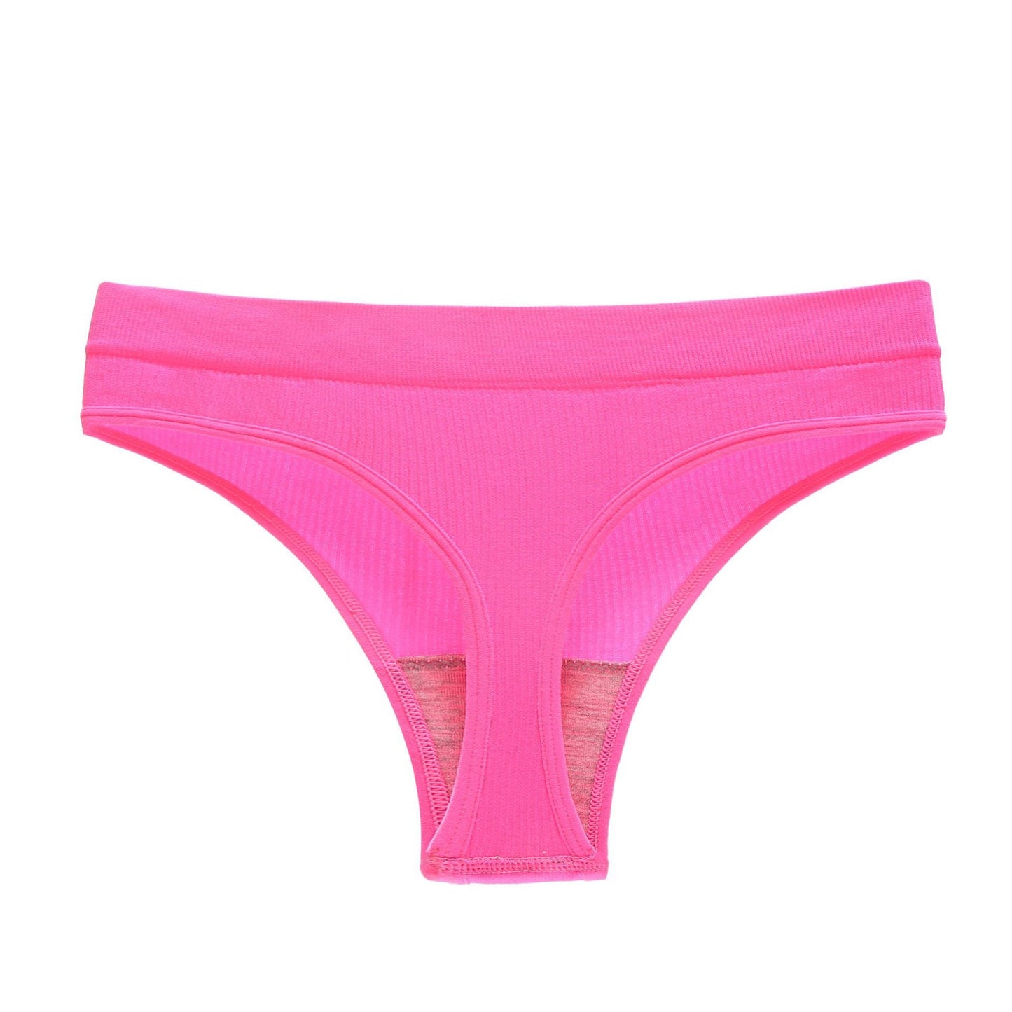 Plus Size Solid Color Mid Waist Fitness Sports Sexy Thong Threaded T Panties