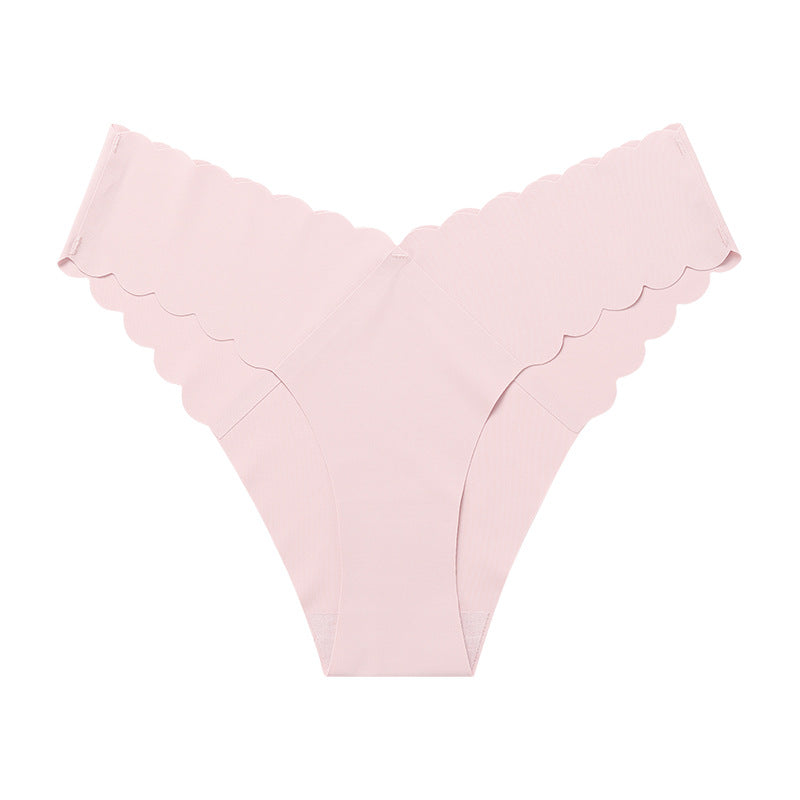 Wave Lace V-Shape Waistband No Trace Ice Silk Panties