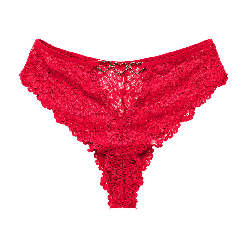 Mid-rise Lace See-Through Sexy Cotton Crotch T-Back Panties