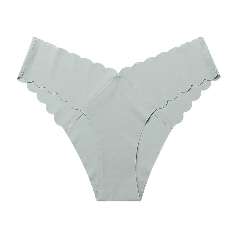 Wave Lace V-Shape Waistband No Trace Ice Silk Panties