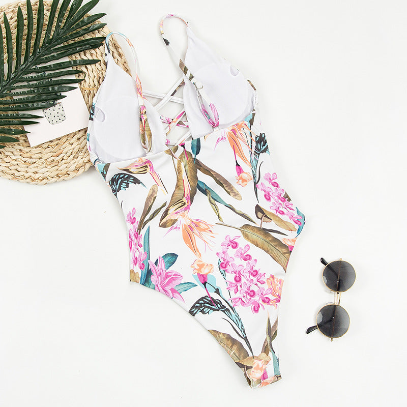One-piece Women's Halter Swimwear Sexy Printed Bikini