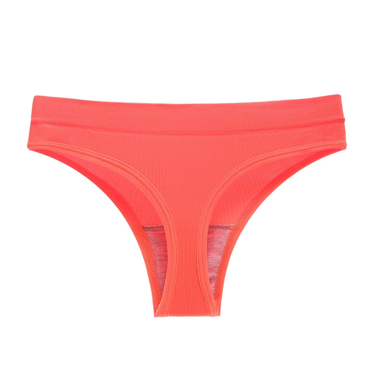 Plus Size Solid Color Mid Waist Fitness Sports Sexy Thong Threaded T Panties