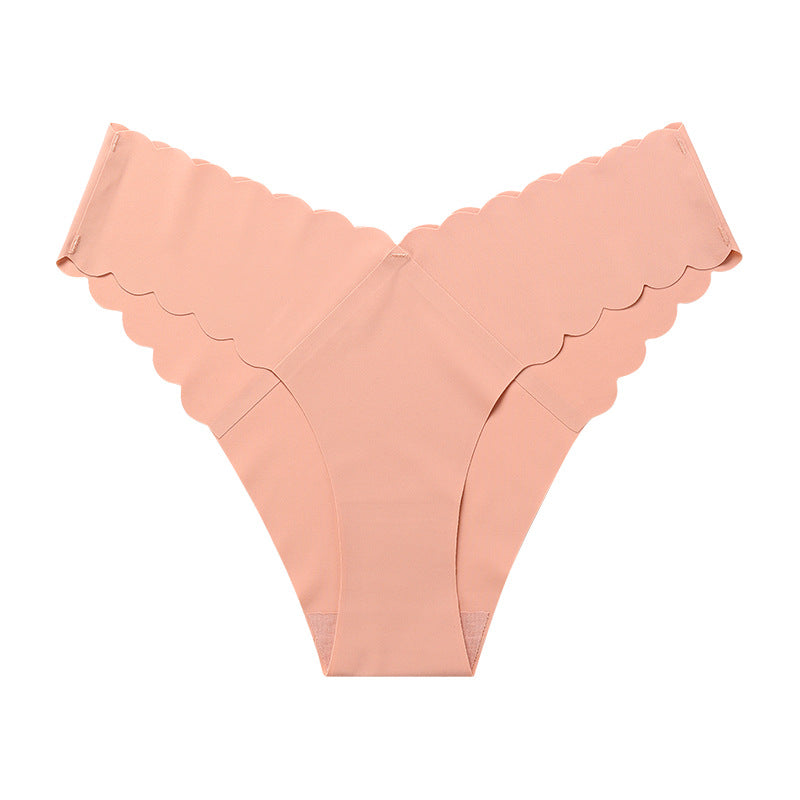 Wave Lace V-Shape Waistband No Trace Ice Silk Panties