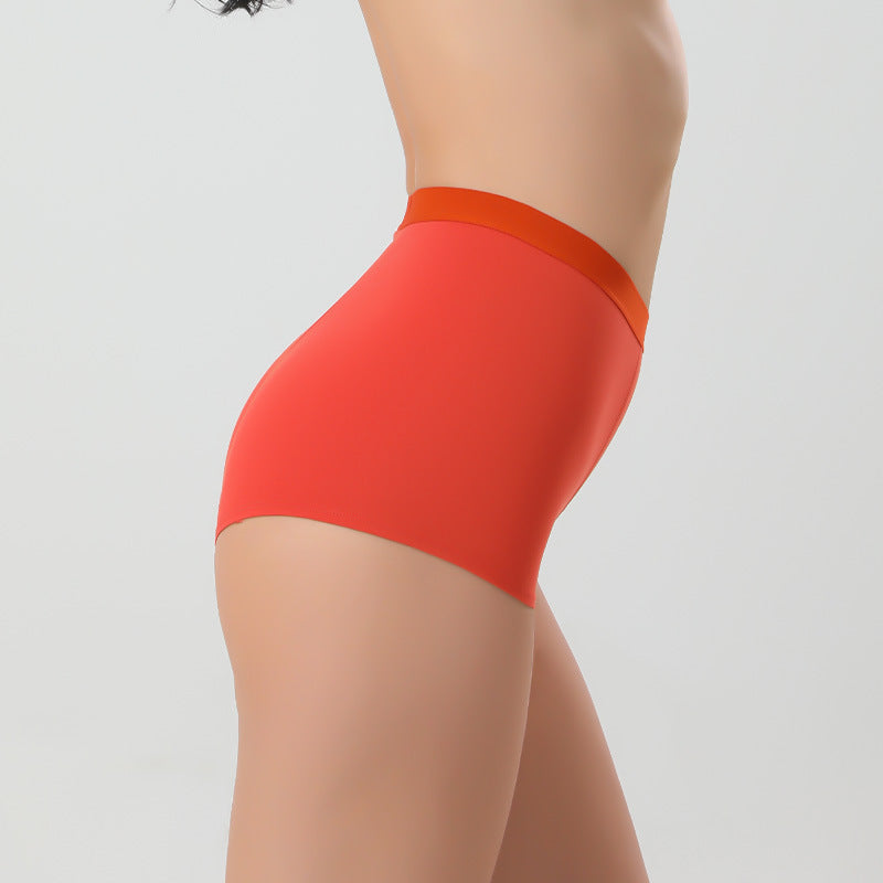High Waist Solid Color Knitted Butt Lift Tummy Control Anti-Exposure Cotton Boxer Briefs Panties