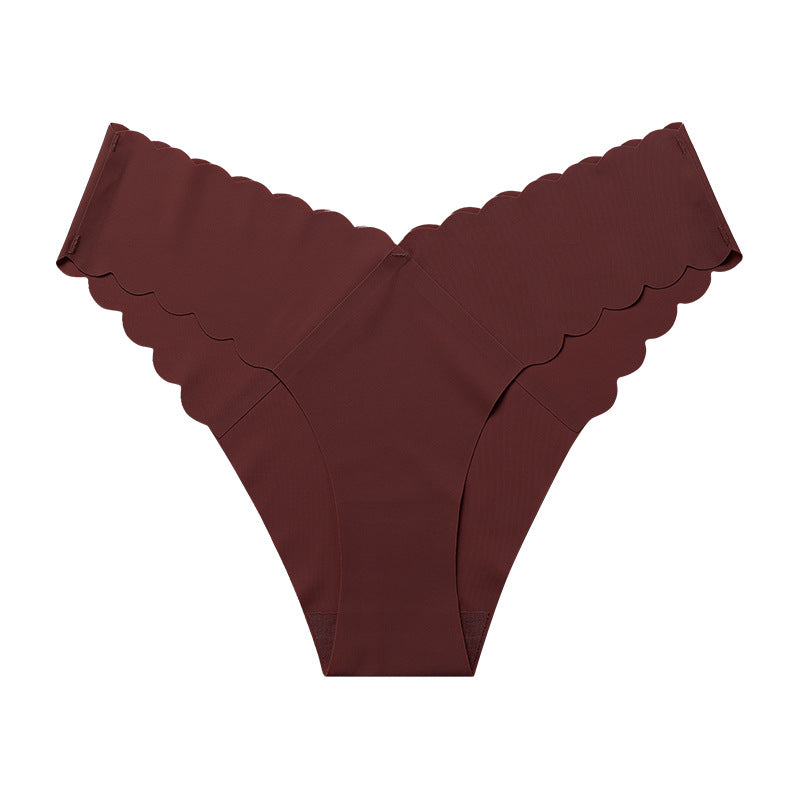 Wave Lace V-Shape Waistband No Trace Ice Silk Panties