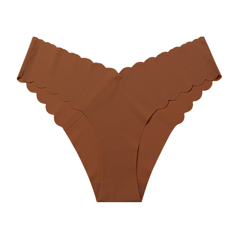 Wave Lace V-Shape Waistband No Trace Ice Silk Panties