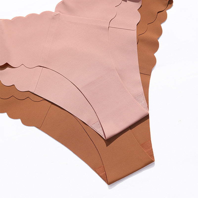 Wave Lace V-Shape Waistband No Trace Ice Silk Panties