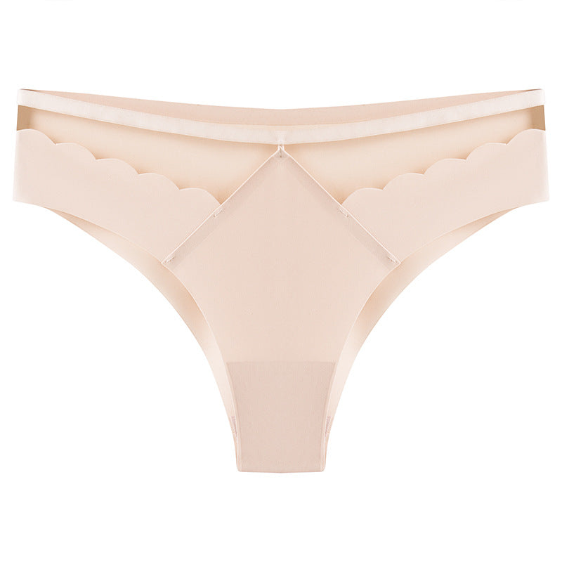 Sexy Ice Silk Lift Hip Low Waist Panties No Trace Invisible Sports Triangle Pants
