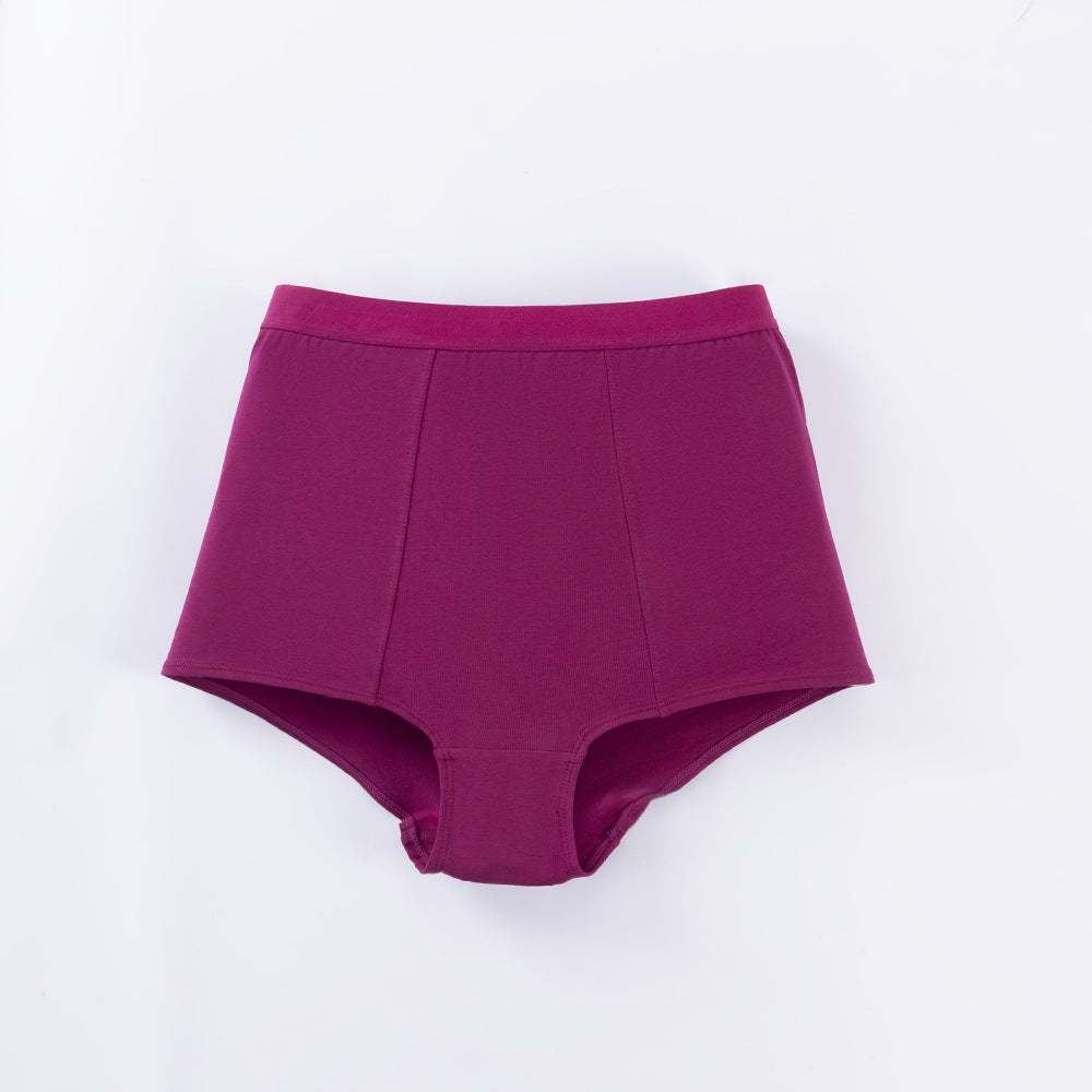 High Waist Solid Color Knitted Butt Lift Tummy Control Anti-Exposure Cotton Boxer Briefs Panties