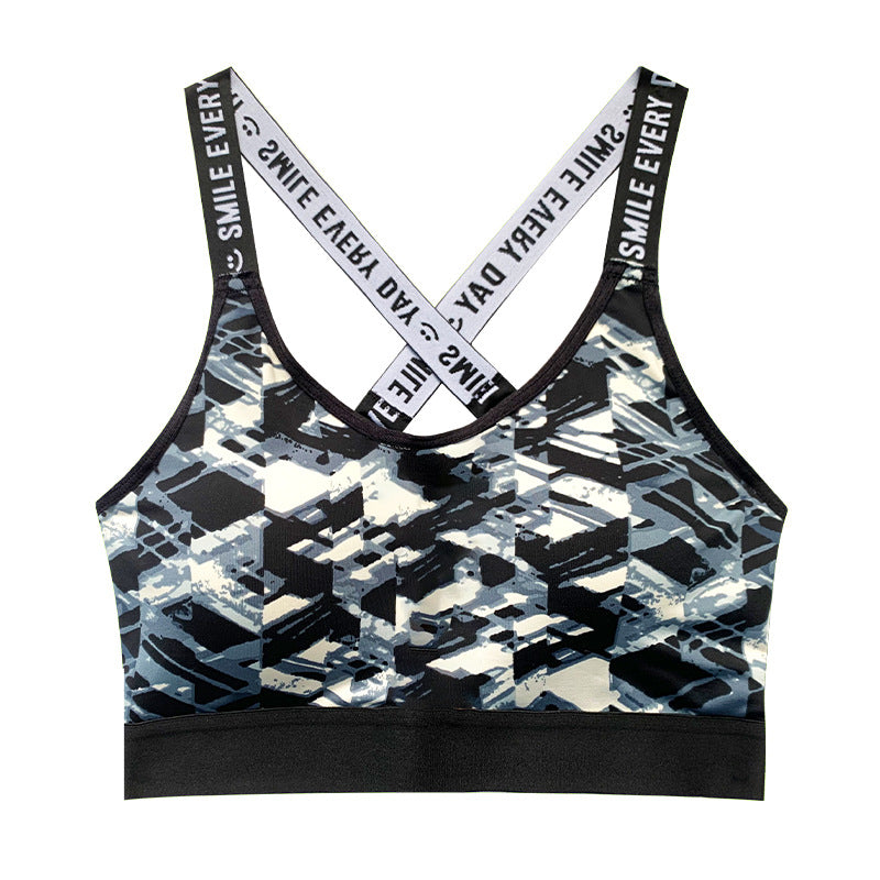 Monogrammed Straps Cross Sling Back Yoga Sports Bra
