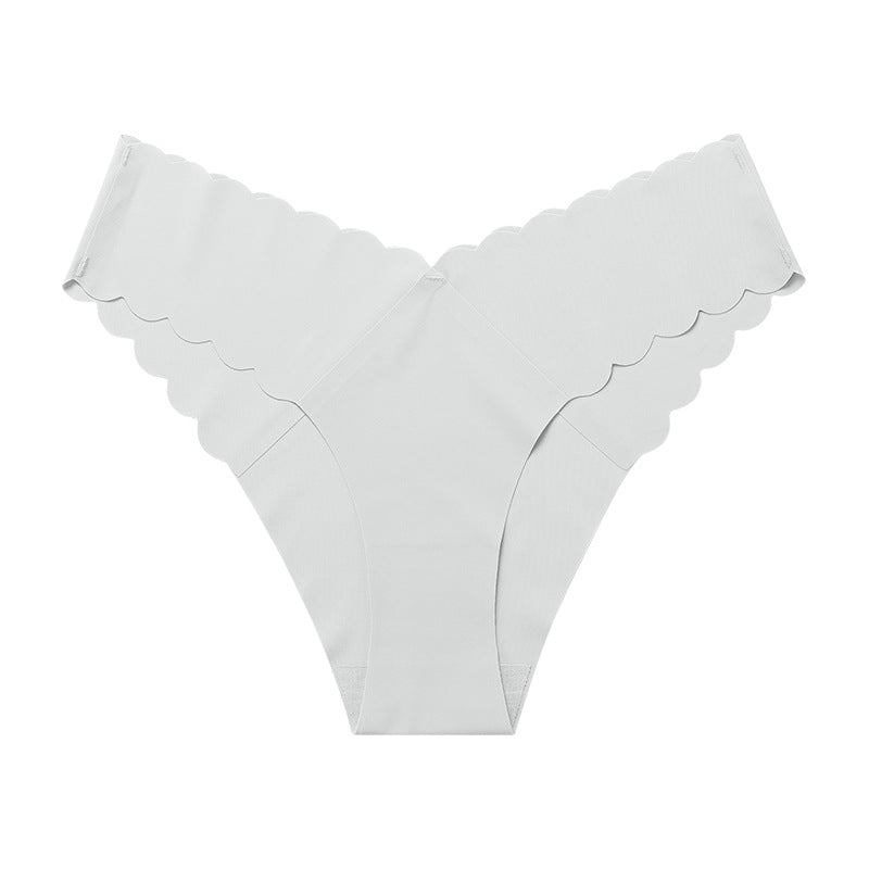 Wave Lace V-Shape Waistband No Trace Ice Silk Panties