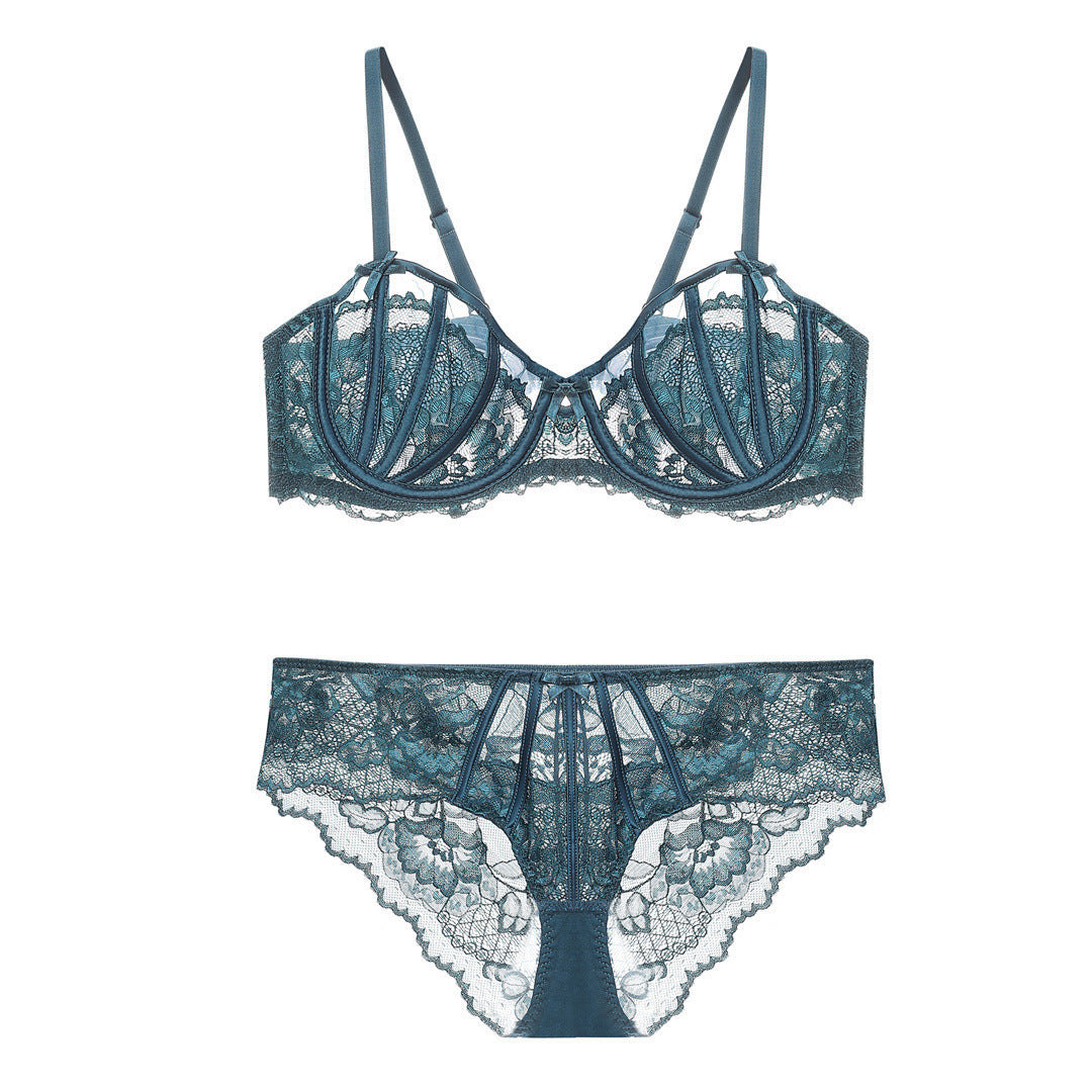 French Lace Lingerie Sexy Ultra Thin Adjustable Bra Set
