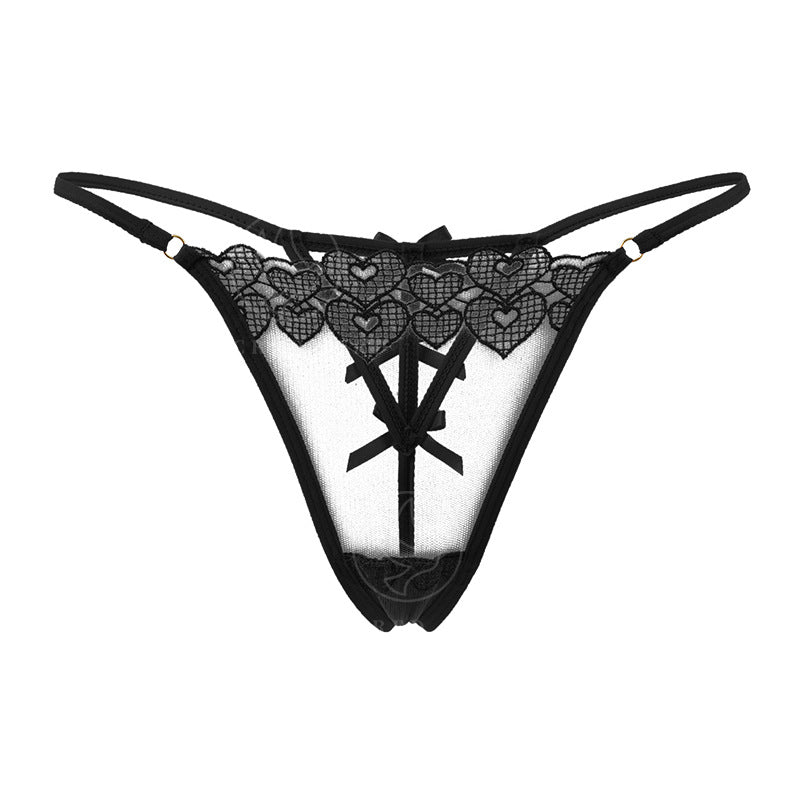 Bow Sexy Mesh Splicing Thong Panties