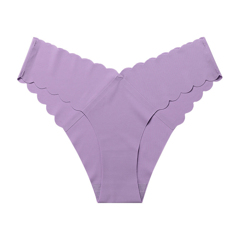 Wave Lace V-Shape Waistband No Trace Ice Silk Panties