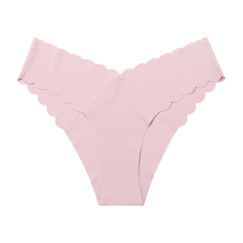 Wave Lace V-Shape Waistband No Trace Ice Silk Panties