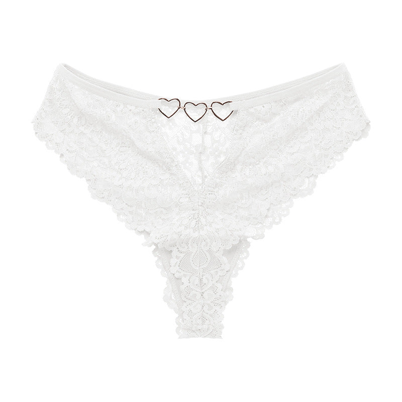 Mid-rise Lace See-Through Sexy Cotton Crotch T-Back Panties