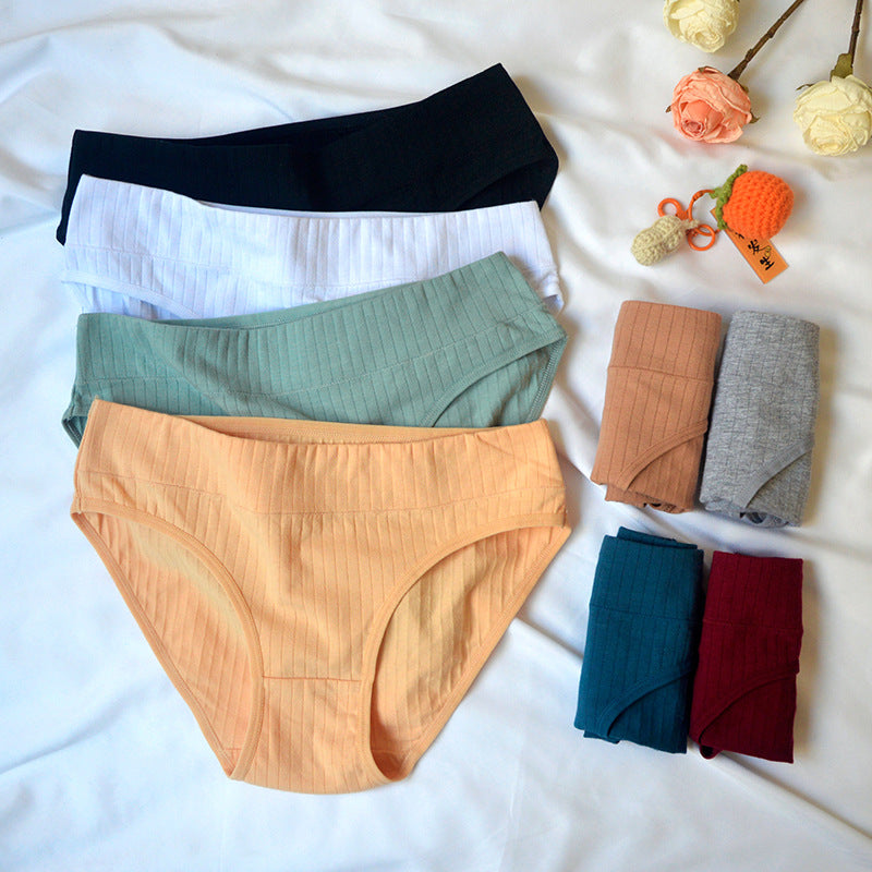 Cotton Breathable Comfortable Mid-waist Solid Color Panties