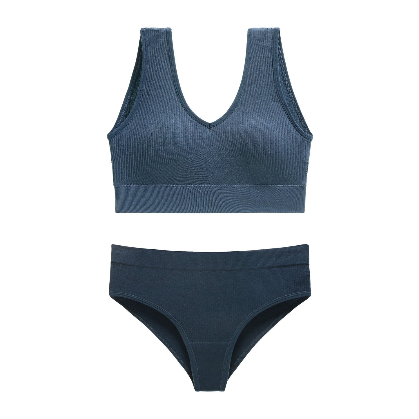 Non-Steel Ring Gathering Sexy Big Show Tank Top Bra Triangle Cup Set