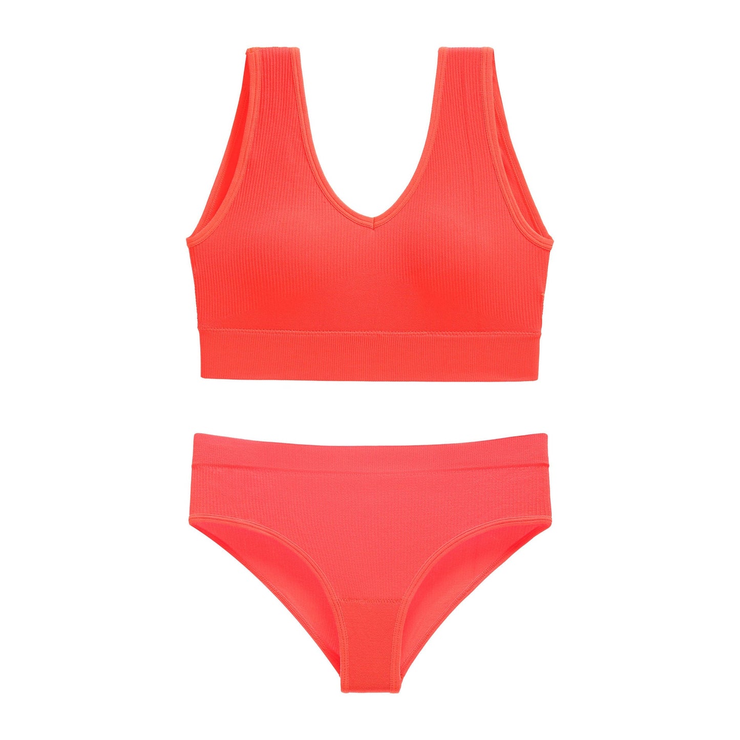 Non-Steel Ring Gathering Sexy Big Show Tank Top Bra Triangle Cup Set