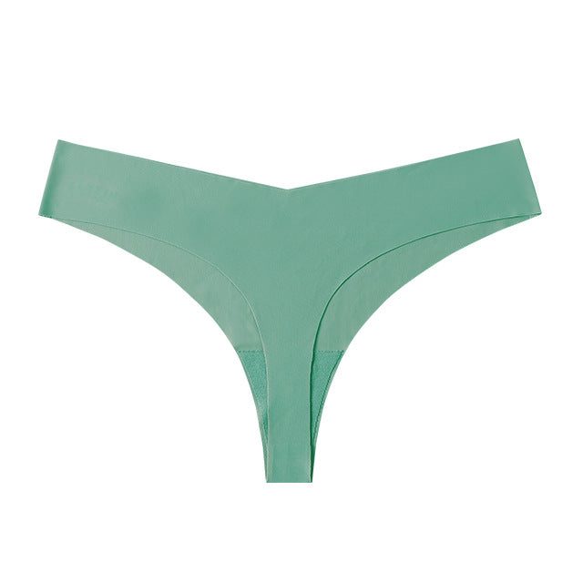 Low Waist Ice Silk Nude Cotton Crotch Large Size T Panties Sexy One Piece Briefs