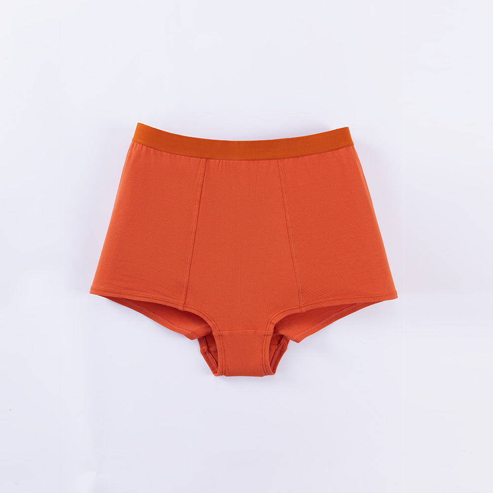 High Waist Solid Color Knitted Butt Lift Tummy Control Anti-Exposure Cotton Boxer Briefs Panties