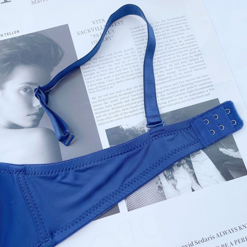 Lace Gathering Thin Cup Sexy Thong Plus Size Bra Set