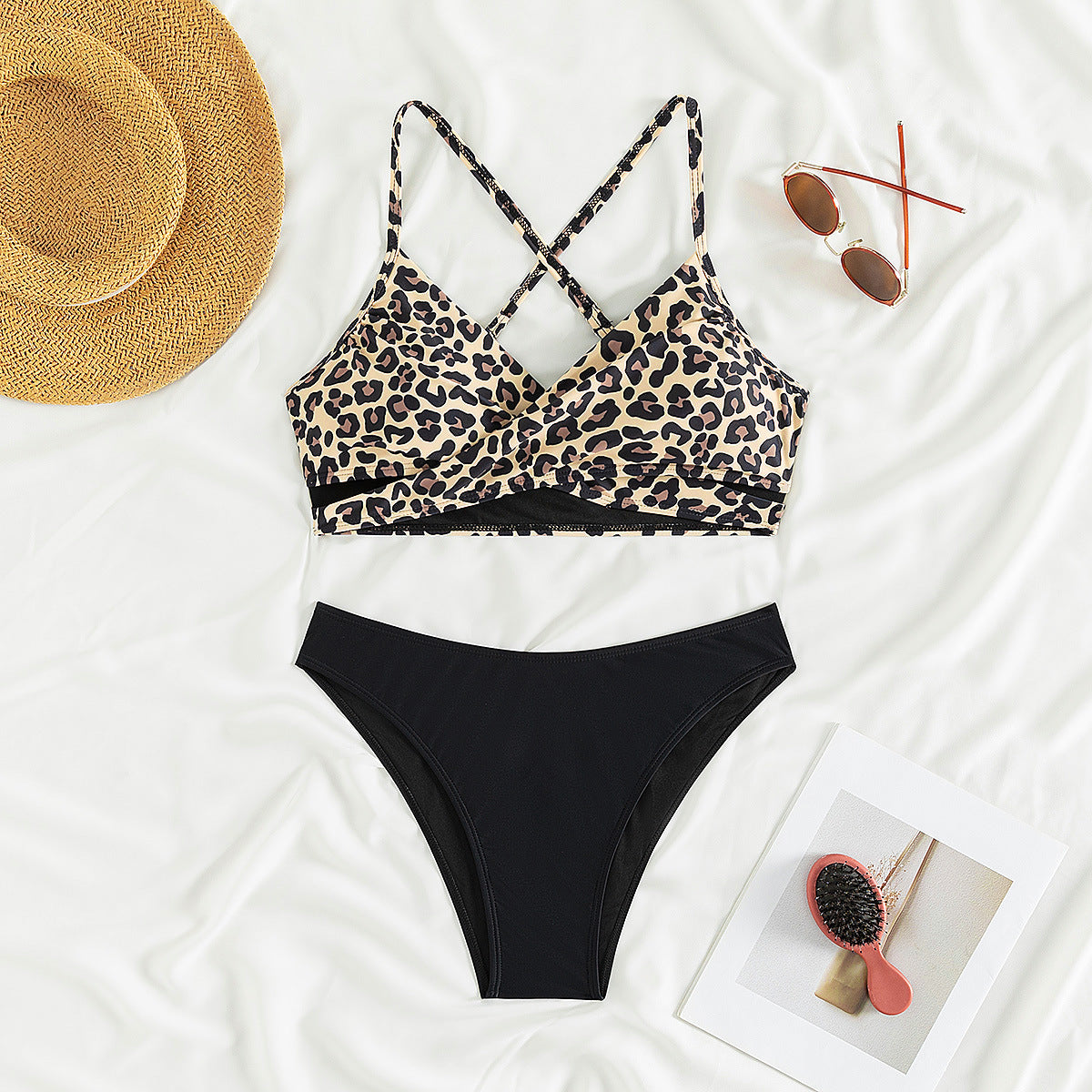 Leopard Print Sexy Bikini Split Swimsuit Swimwear