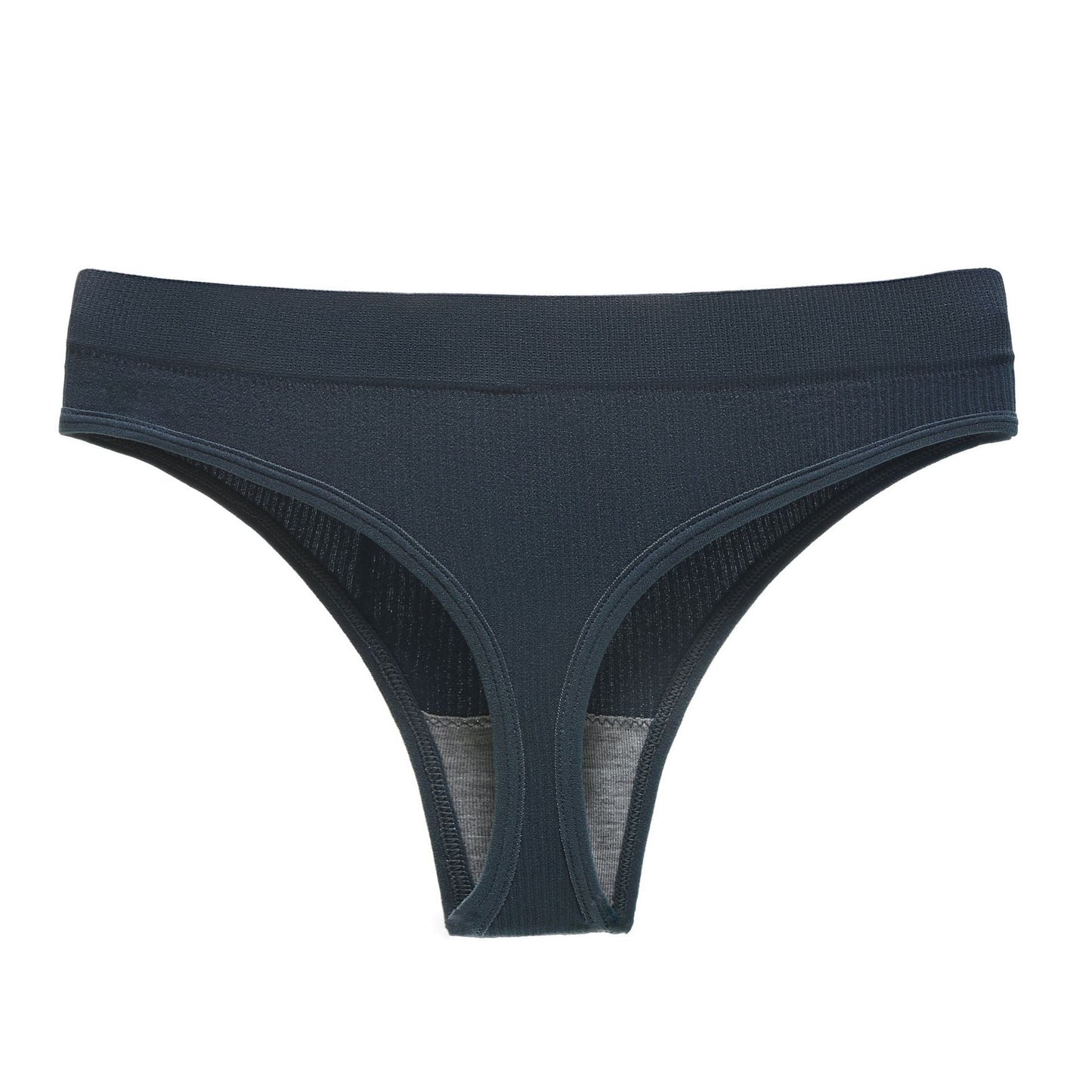 Plus Size Solid Color Mid Waist Fitness Sports Sexy Thong Threaded T Panties