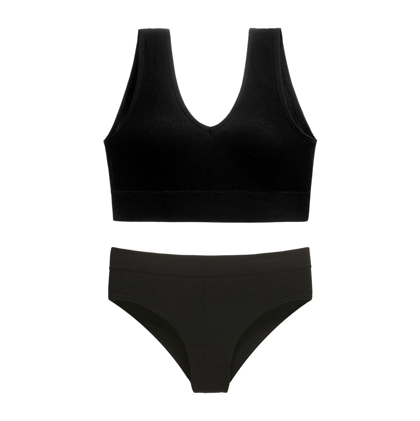 Non-Steel Ring Gathering Sexy Big Show Tank Top Bra Triangle Cup Set