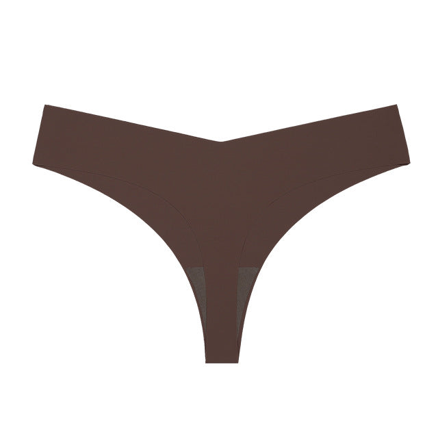 Low Waist Ice Silk Nude Cotton Crotch Large Size T Panties Sexy One Piece Briefs
