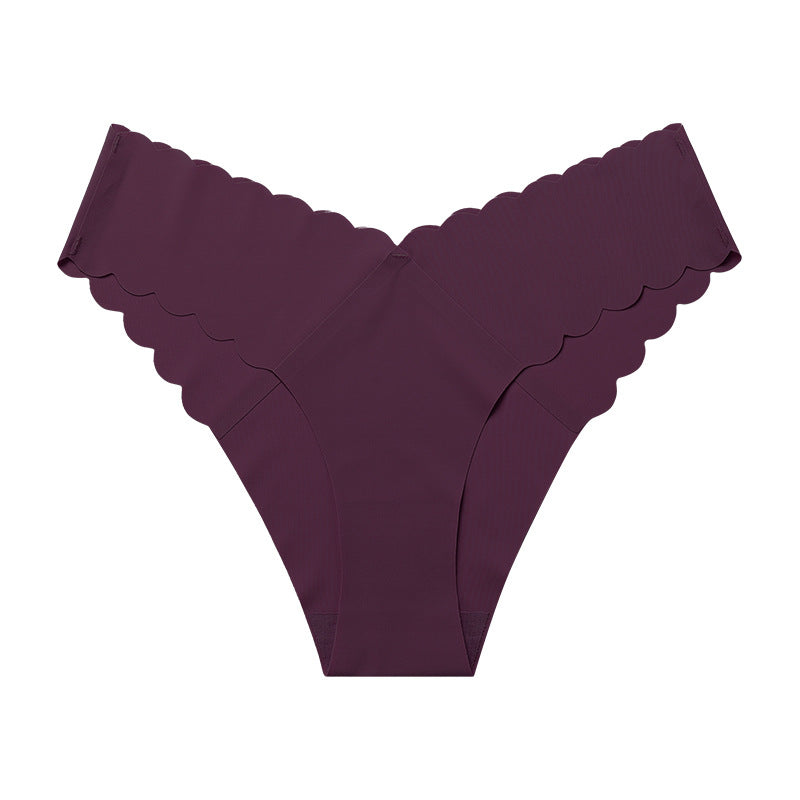 Wave Lace V-Shape Waistband No Trace Ice Silk Panties