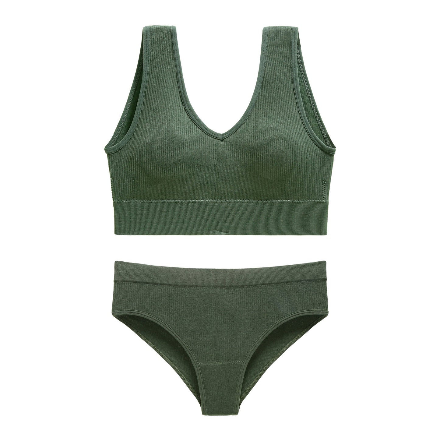 Non-Steel Ring Gathering Sexy Big Show Tank Top Bra Triangle Cup Set