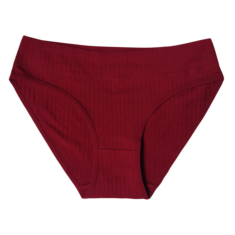 Cotton Breathable Comfortable Mid-waist Solid Color Panties
