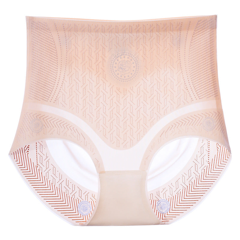 High Waist Ice Silk Liquid Nude Silk Crotch Tummy Tuck Triangle Panties